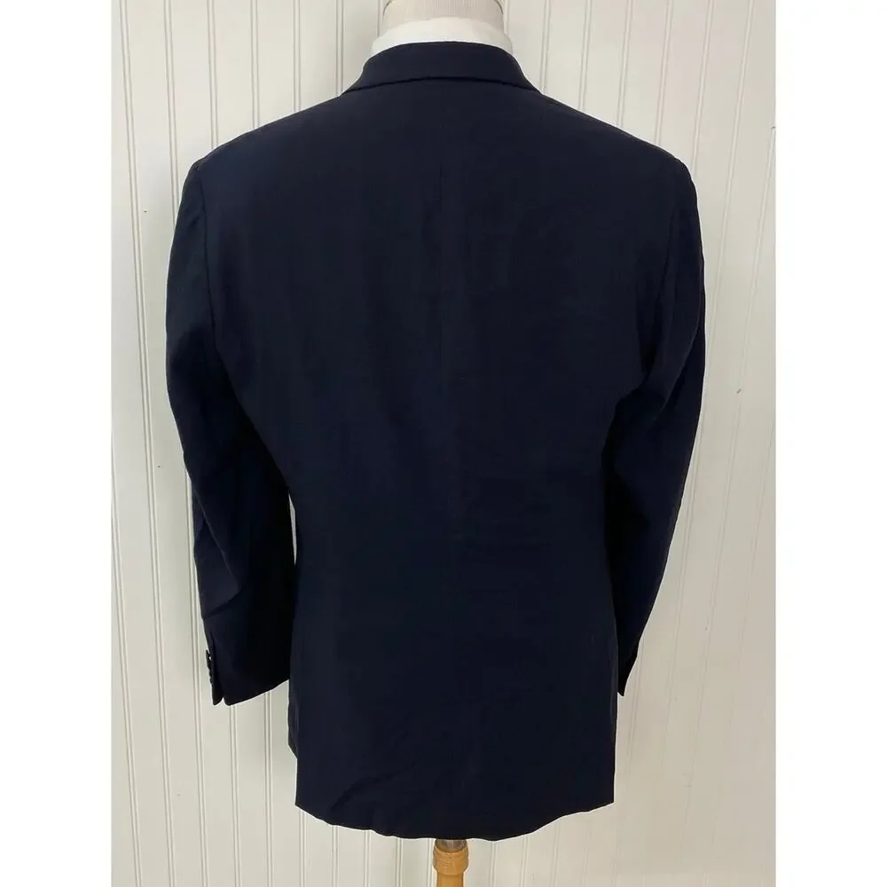 VTG Polo Ralph Lauren Italy Blue Label 3-button navy wool suit jacket blazer 40R